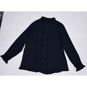 Black Who What Wear Ruffle Sleeve Blouse